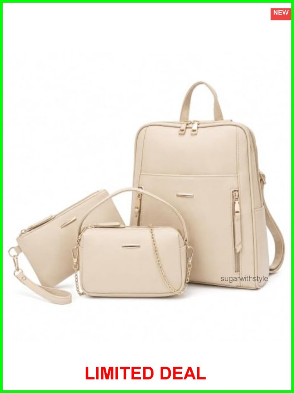 GAEKEAO PU Leather 3-Piece Backpack Purse Convertible Shoulder Bag